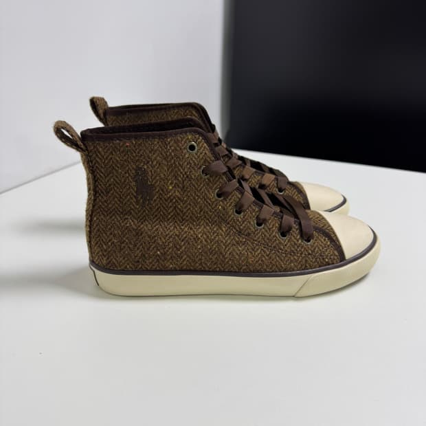 폴로랄프로렌 브라운 헤링본 하이탑 스니커즈 240