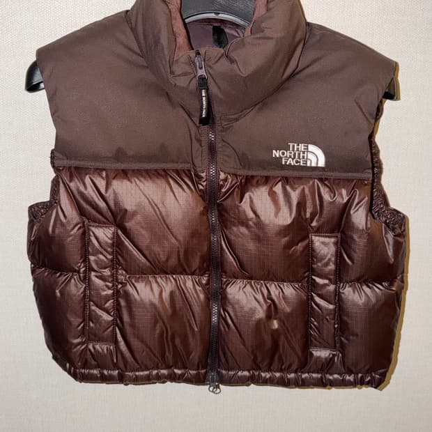 노스페이스 눕시 패딩 조끼 브라운
