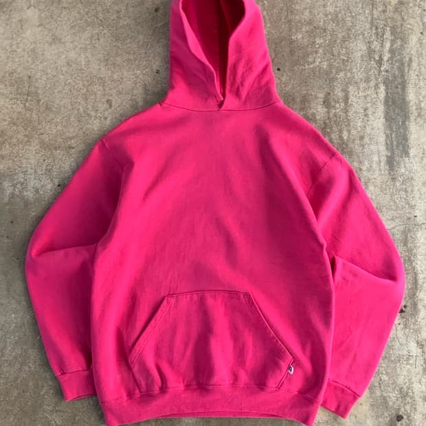 80s 러셀 애슬레틱 튜블러 스웻 후디 마젠타