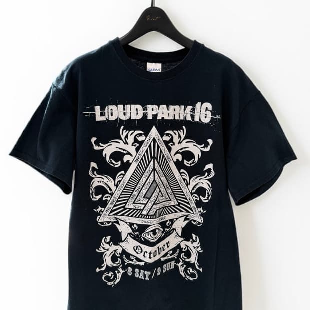 길단 빈티지 프린팅 블랙 티셔츠 락스타일 텍스트