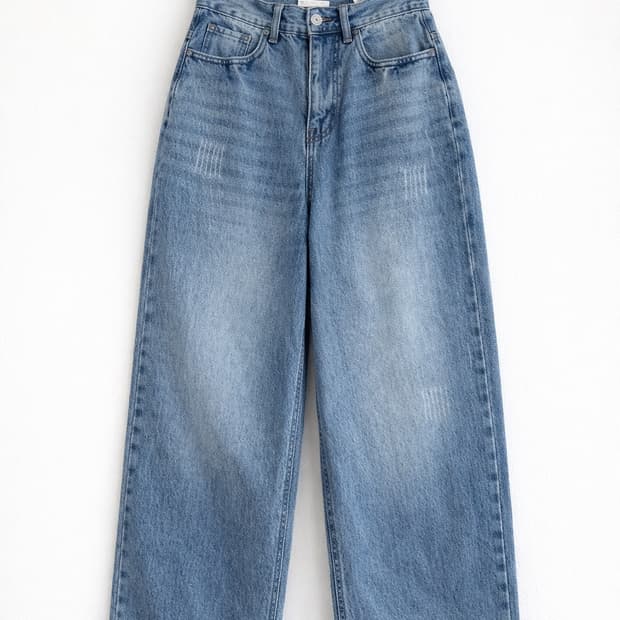 데미지 워시드 데님 팬츠-블루 필루미네이트