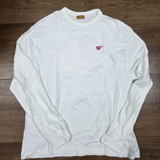 휴먼 메이드 그래픽 롱슬리브 티셔츠 화이트