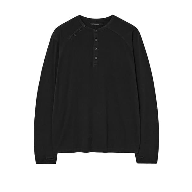 해칭룸 더블 헨리넥 티 블리치드 블랙 5