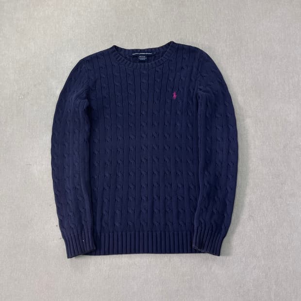 W 95 폴로랄프로렌 스포츠 꽈배기 네이비 니트
