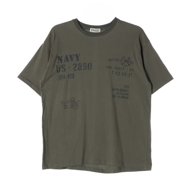 PAGE 90s 밀리터리 스텐실 그래픽 빈티지 티셔츠