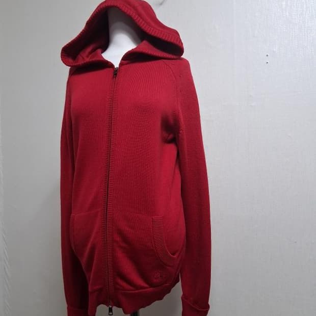 일본빈티지 버버리 다크레드 울니트 메리노울 부드러운 66