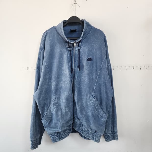 나이키 블루 워싱 빈티지 집업 자켓