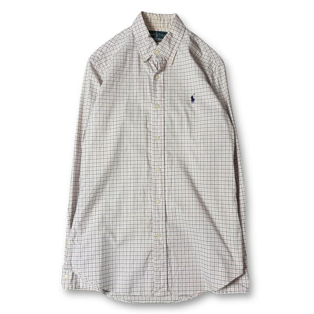  폴로 랄프로렌 네이비포니 핑크 네이비 체크 긴팔 셔츠 커스텀핏