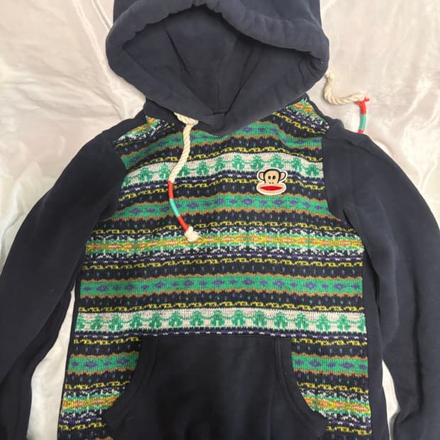 폴프랭크 패턴 니트 후드티