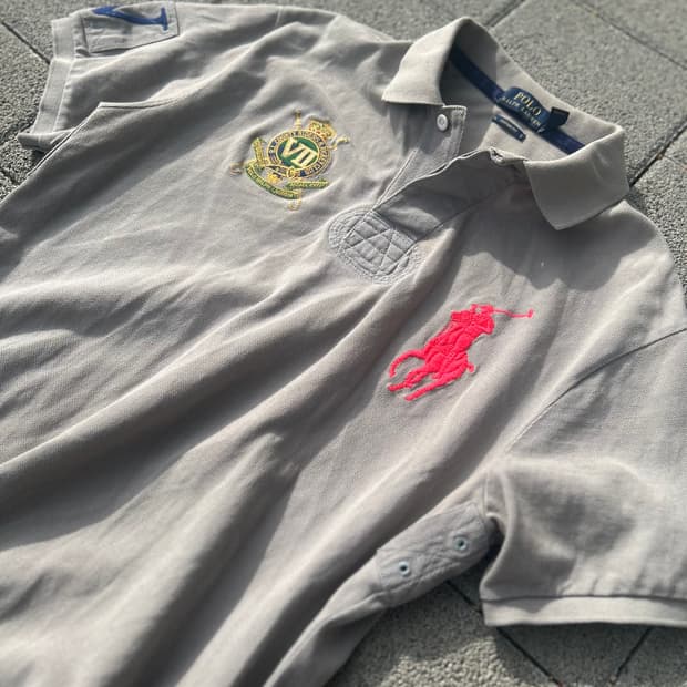*유일매물* 2000s 폴로 빅포니 그레이 카라 티셔츠