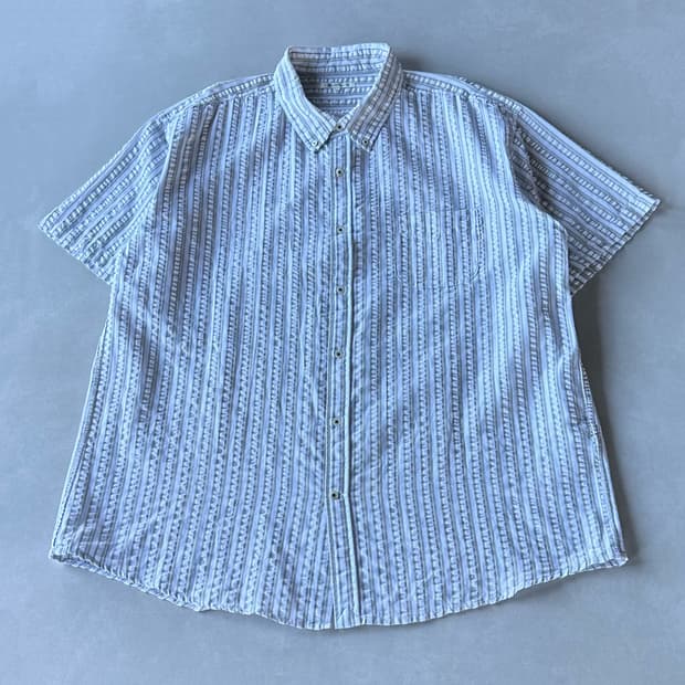 [2XL]JPN 스트라이프 시어서커 반팔 셔츠