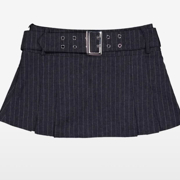 포어링 스커트 belted mini skirt(stripe charcol