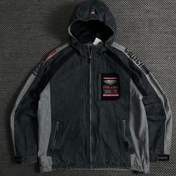 00s 후부 올드스쿨 데님 후드 트러커 자켓o 3759
