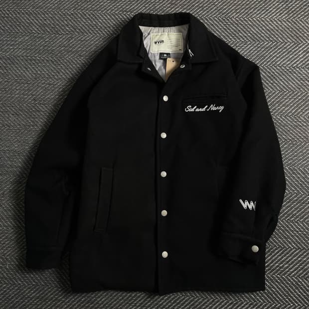 WVUR 스몰로고 누빔 바시티 자켓 블랙o 4494