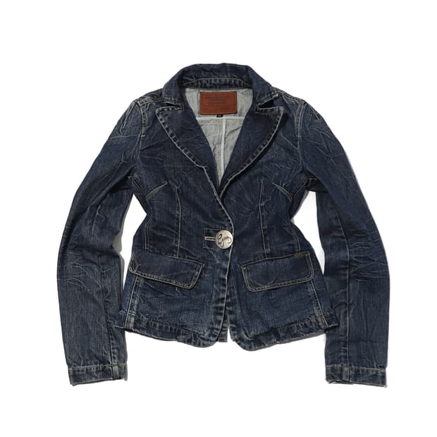 GUESS Y2K 실버 버튼 데님 블레이저 women 90