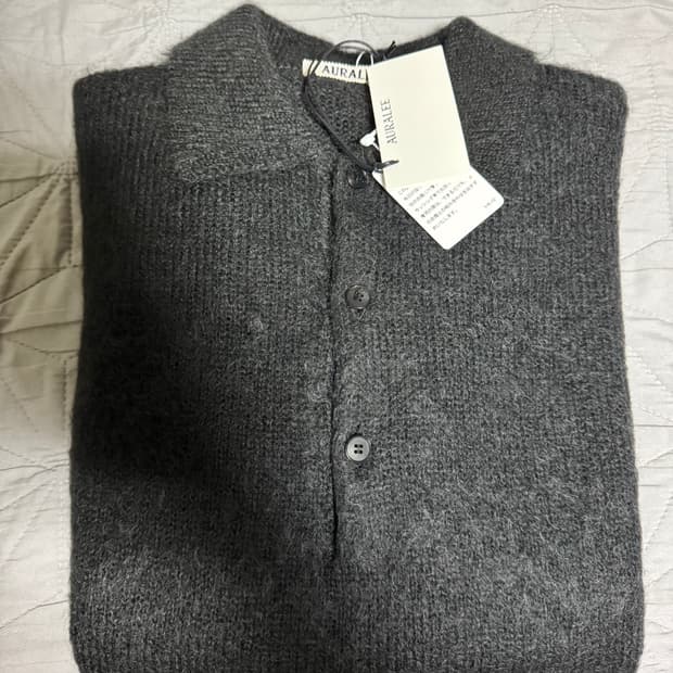 [새상품, 4] 오라리 모헤어 폴로 카라 니트 집업 자켓 가디건