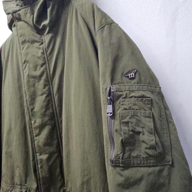 헤리코튼  카키색 후드 야상 패딩 점퍼 95