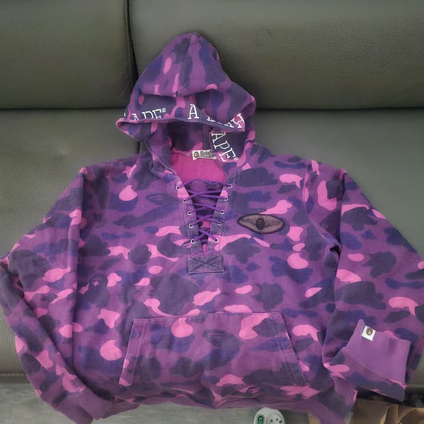 베이프 퍼플 카모 후디 L