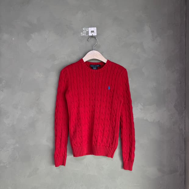 폴로 랄프로렌 꽈배기 니트 빨강