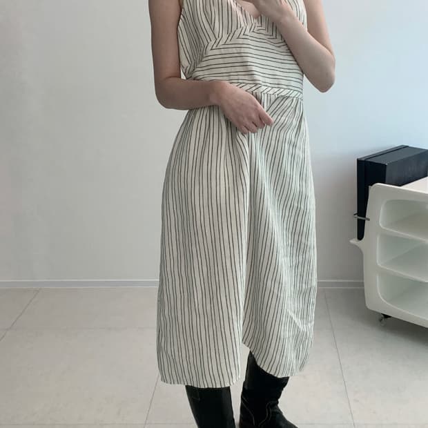 Striped Linen Sleeveless Dress
