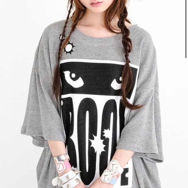 샵페어리 cat's eyes flower waffle top (grey)