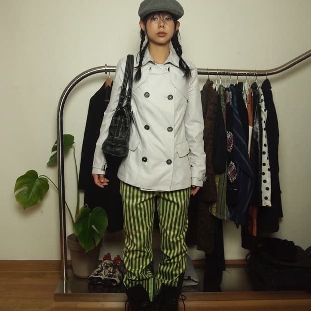 아르마니 익스체인지 더블 브레스트 트렌치 자켓