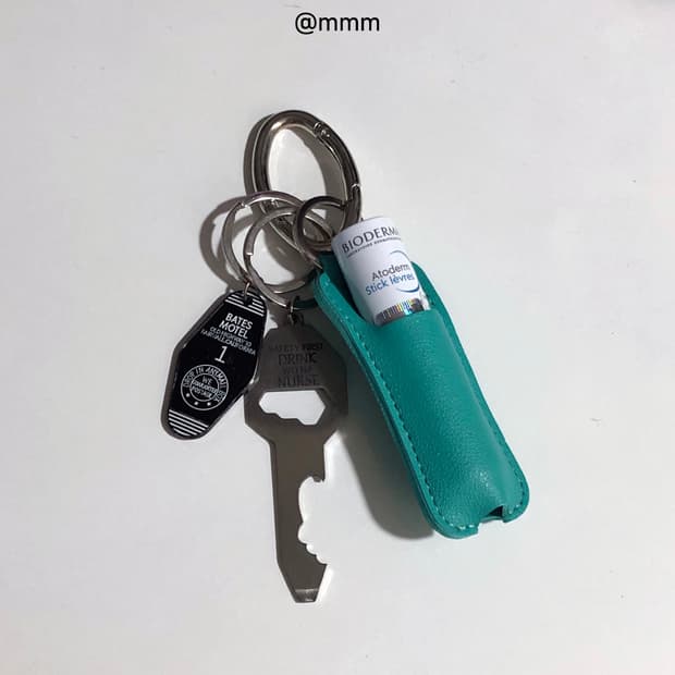 [Unisex💚] 립밤 가죽 케이스 키링 열쇠고리