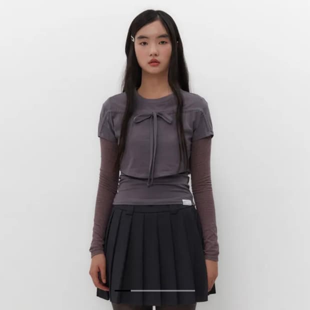 뚜오미오 STRIPE LAYERED STRAPPY TOP 그레이