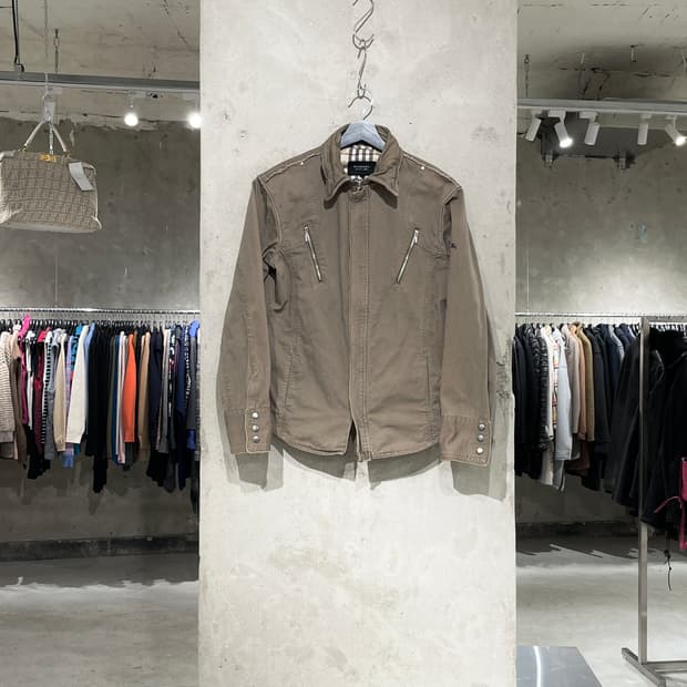 버버리 블랙라벨 90’s 라이트 브라운 히든 집 자켓