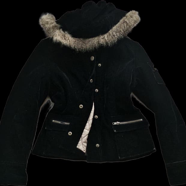 빈티지 벨벳 퍼 패딩