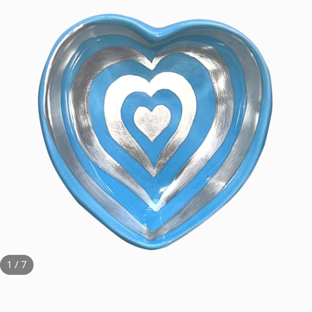 나이트프루티 하트접시 블루 실버