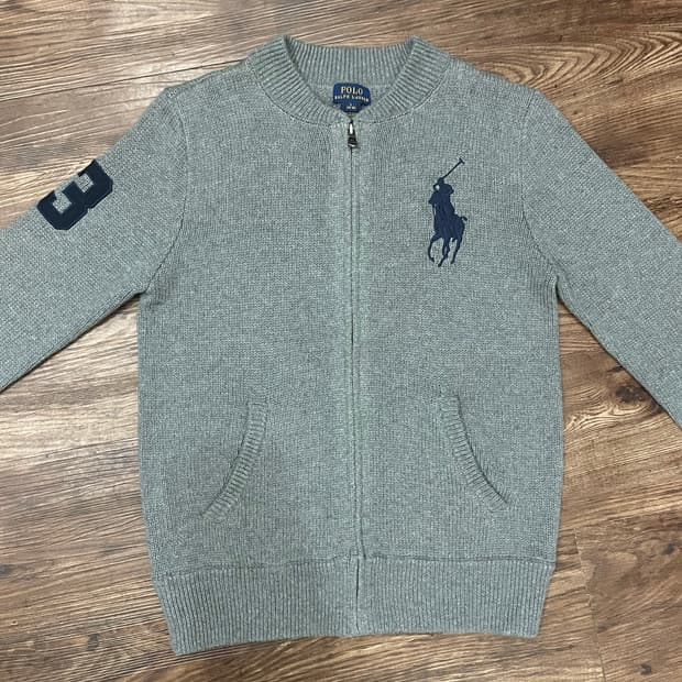 폴로 빅포니 코튼 집업 자켓 그레이