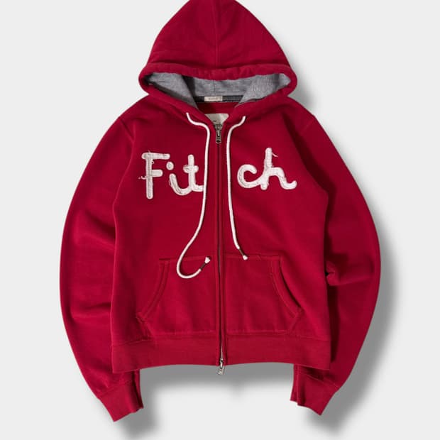 아베크롬비 00‘s 딥레드 패치로고 스웻 후드집업