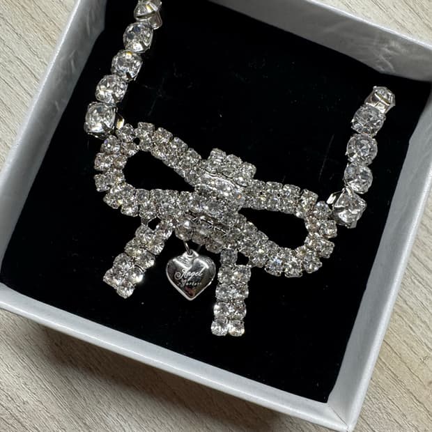 엔젤가터 big bow gem necklace 빅 젬 리본 목걸이