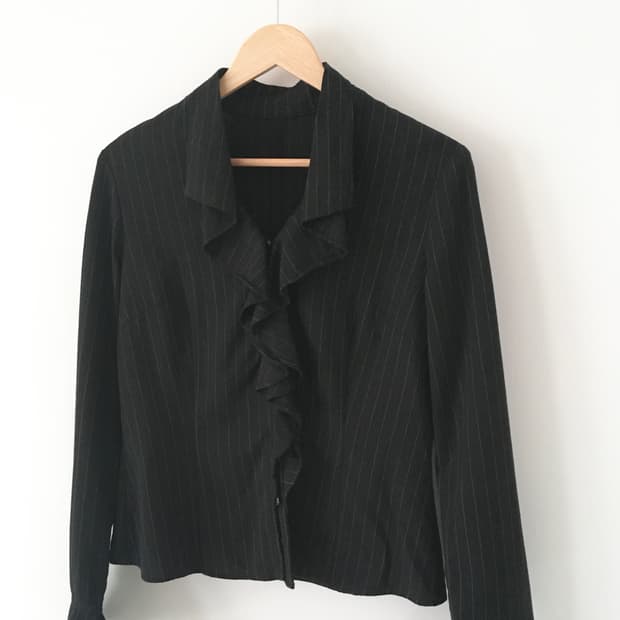stripe ruffle blouse