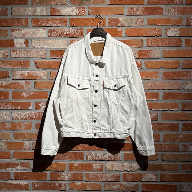 90s USA 빈티지 리바이스 70598-0251 화이트 트러커 데님자켓