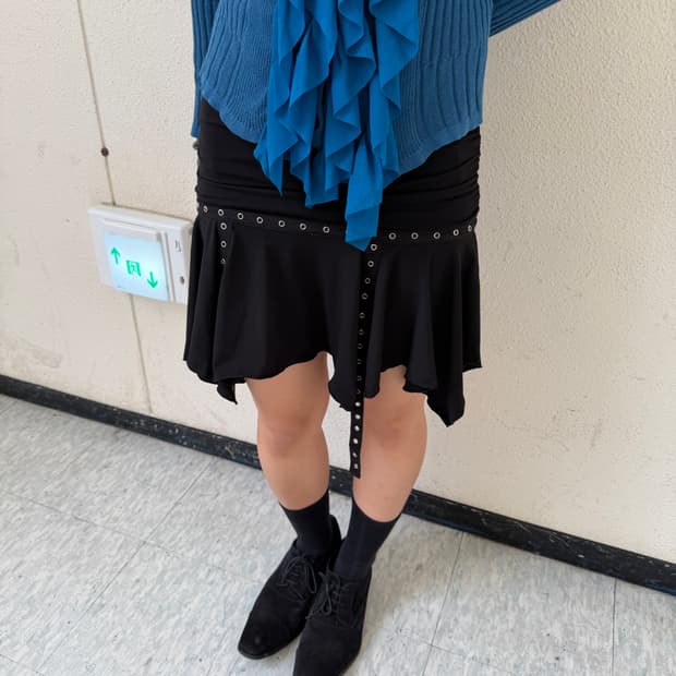 Japanese shirring eyelet flared skirt