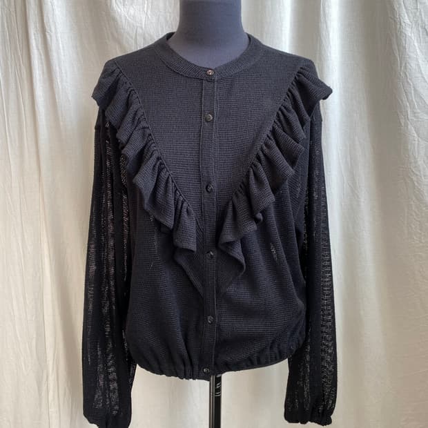 블랙 프릴 그물 가디건(M-L)