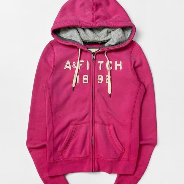 아베크롬비 00s Y2K 핑크 자수 레터링 후드 집업 PN5287