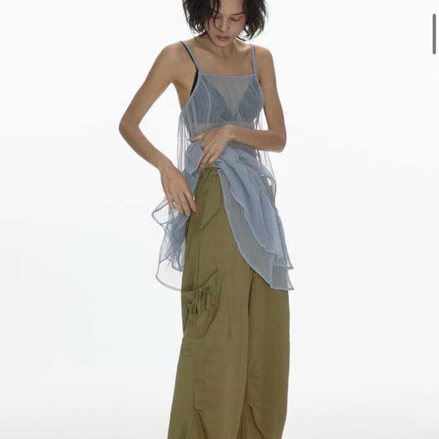 밀로 우먼 파라슈트 팬츠 카고 팬츠 리본