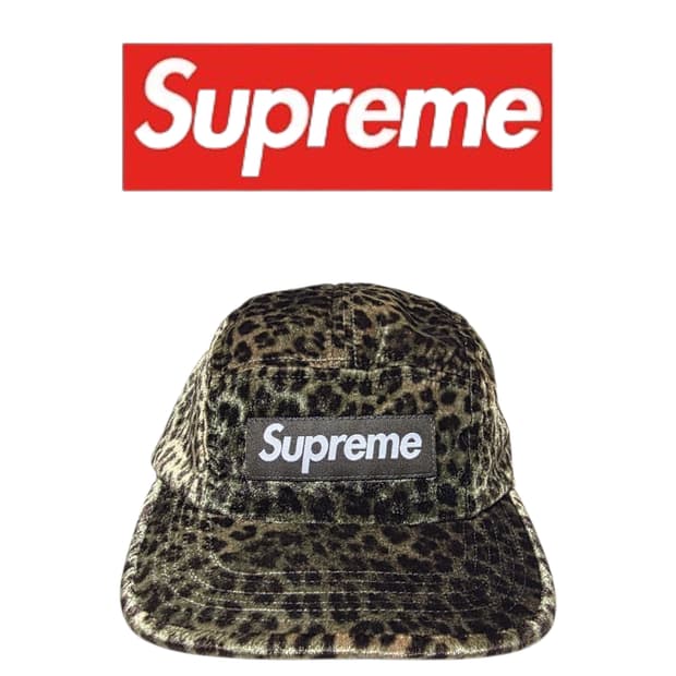 [OS] SUPREME 24SS 슈프림 레오파드 벨벳 캠프캡 올리브