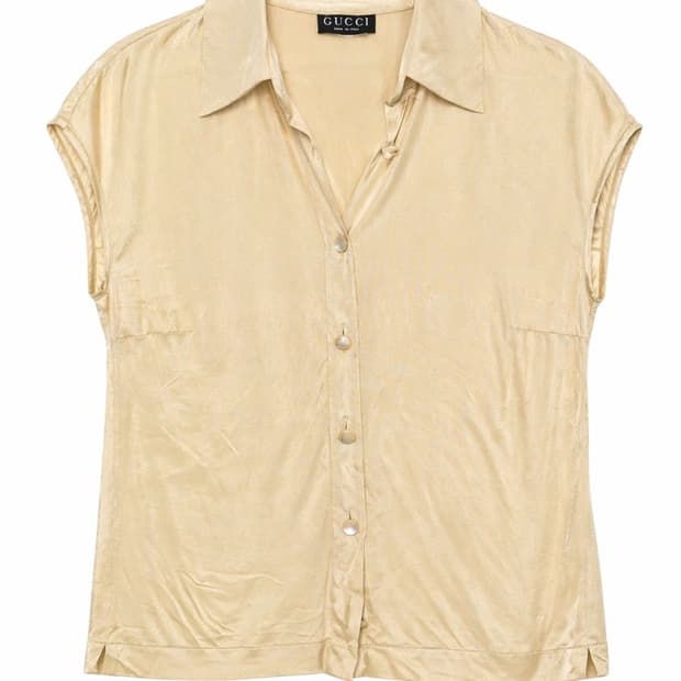 구찌 실크 옐로우 블라우스