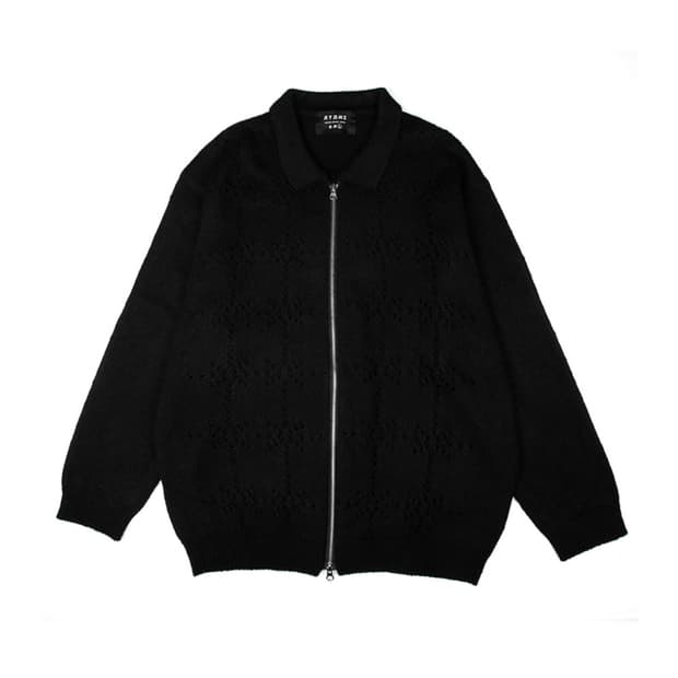 M) 엑스톤즈 펀칭 니트집업 블랙