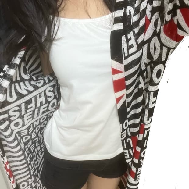 오네 갸루 y2k 영국국기 롱 니트가디건