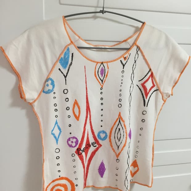 Orange Stitch Doodle Tee
