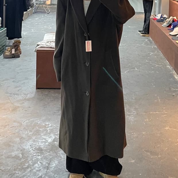 휴고보스 울 브라운 하이넥 코트 H1580