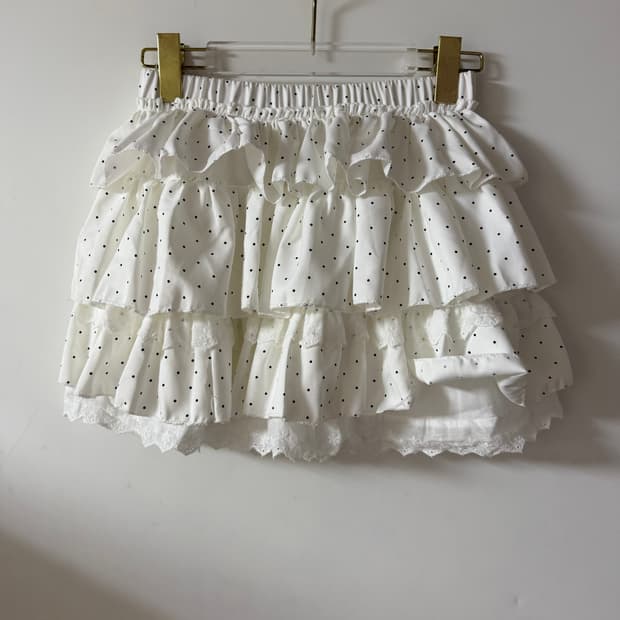새상품 여자 도트 캉캉 레이스 치마 (아이보리)