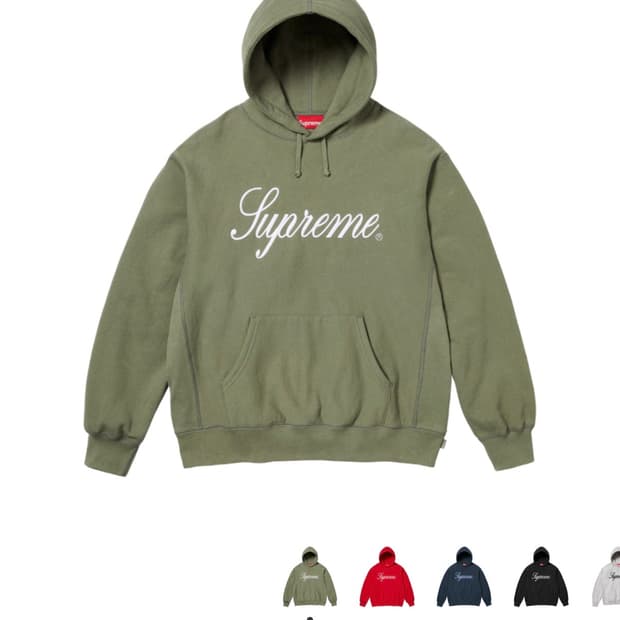 슈프림 레이즈드 스크립트 후드 스웨트셔츠 라이트 올리브 판매합니다