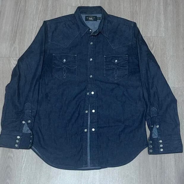 RRL 웨스턴 데님 셔츠 인디고 린스 M