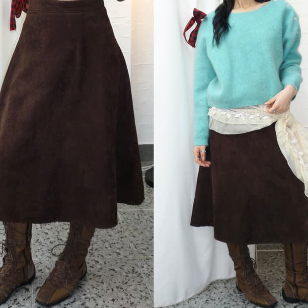 Chocolate flare midi skirt